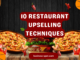 Server suggesting premium dishes to customers for restaurant upselling