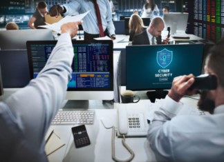 Why Is Vulnerability Assessment And Penetration Testing Important? A professional cybersecurity dashboard split into two sections: Vulnerability Assessment and Penetration Testing, featuring a central shield icon and a dark blue digital interface.