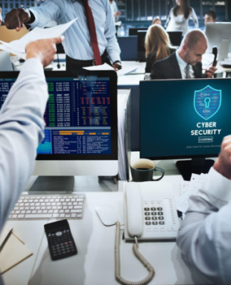 A professional cybersecurity dashboard split into two sections: Vulnerability Assessment and Penetration Testing, featuring a central shield icon and a dark blue digital interface.