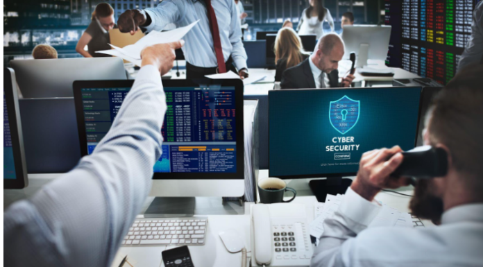 A professional cybersecurity dashboard split into two sections: Vulnerability Assessment and Penetration Testing, featuring a central shield icon and a dark blue digital interface.